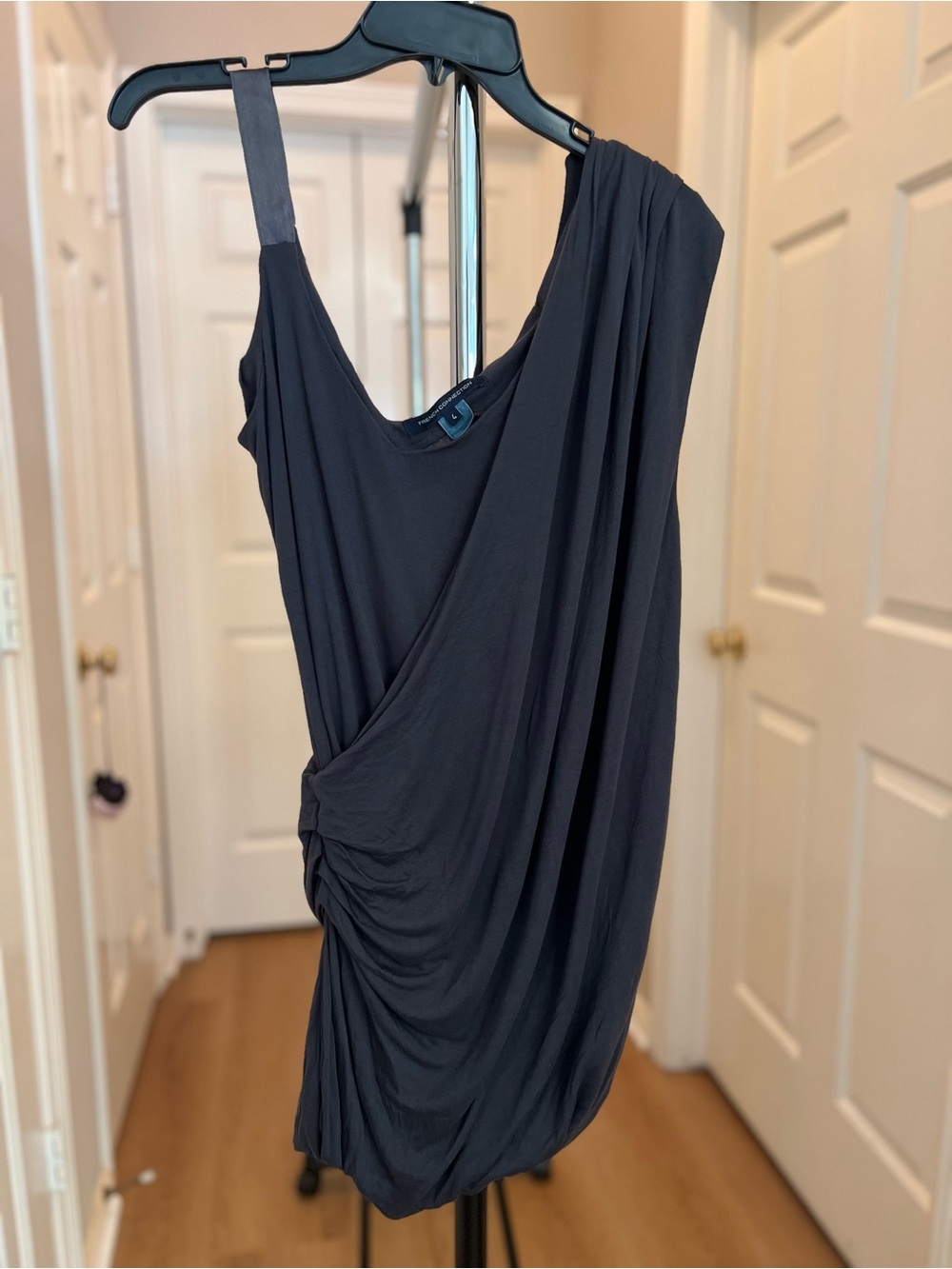 French Connection Black Draped One-Shoulder Top/Dress